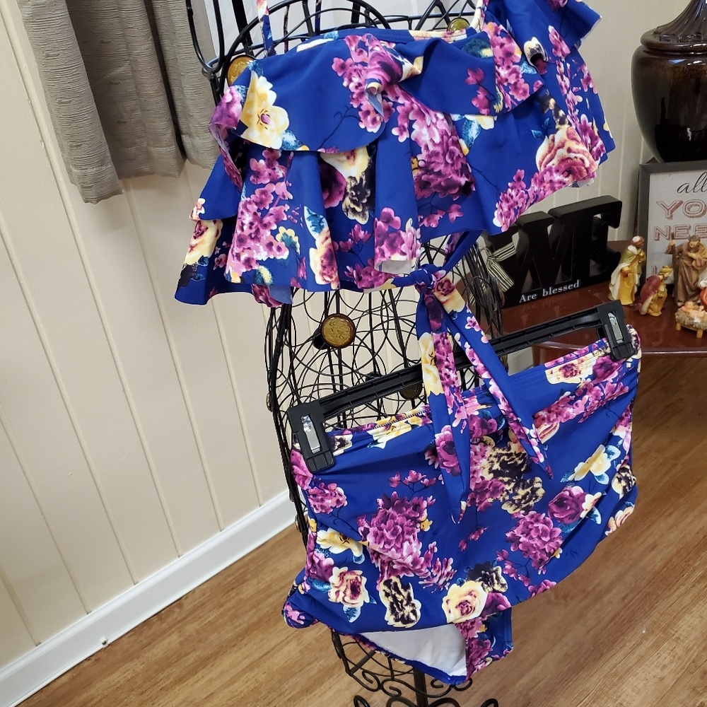 2pc  Royal blue/ wine High waist